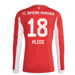 2025-2026 Bayern Munich Long Sleeve Home Shirt (Klose 18)