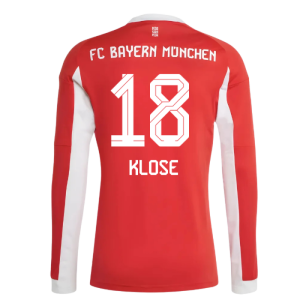 2025-2026 Bayern Munich Long Sleeve Home Shirt (Klose 18)