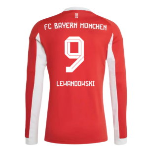 2025-2026 Bayern Munich Long Sleeve Home Shirt (Lewandowski 9)