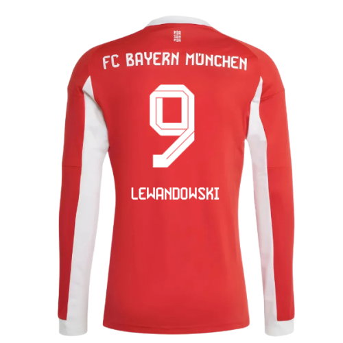 2025-2026 Bayern Munich Long Sleeve Home Shirt (Lewandowski 9)