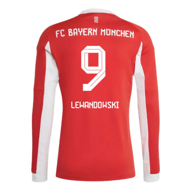 2025-2026 Bayern Munich Long Sleeve Home Shirt (Lewandowski 9)