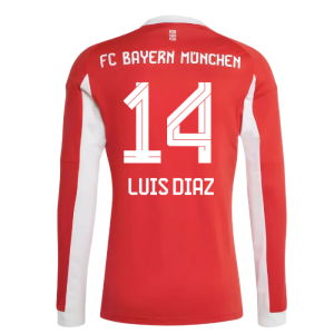 2025-2026 Bayern Munich Long Sleeve Home Shirt (Luis Diaz 14)