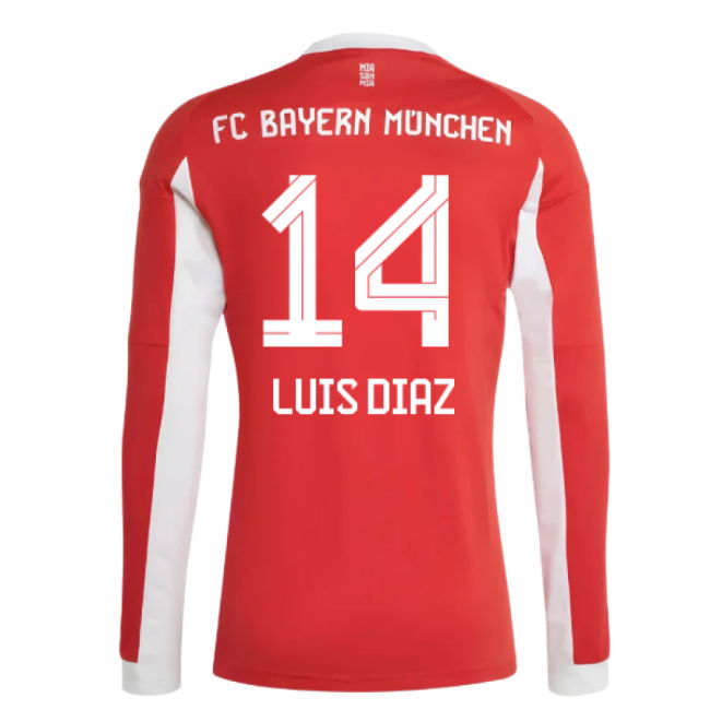 2025-2026 Bayern Munich Long Sleeve Home Shirt (Luis Diaz 14)