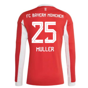 2025-2026 Bayern Munich Long Sleeve Home Shirt (Muller 25)