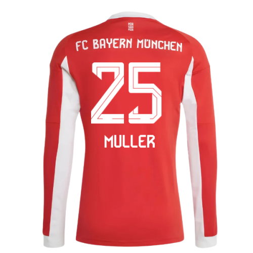 2025-2026 Bayern Munich Long Sleeve Home Shirt (Muller 25)