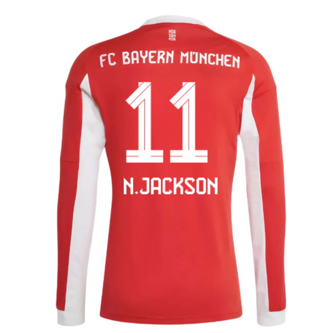2025-2026 Bayern Munich Long Sleeve Home Shirt (N.Jackson 11)
