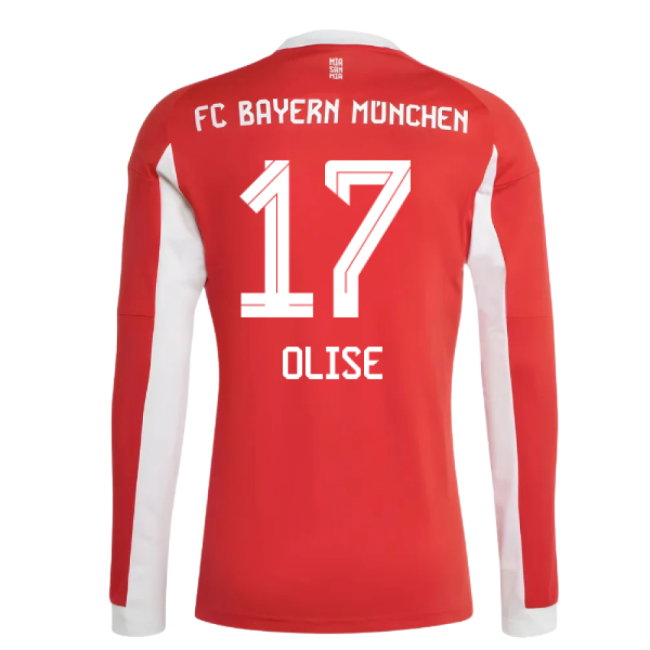 2025-2026 Bayern Munich Long Sleeve Home Shirt (Olise 17)