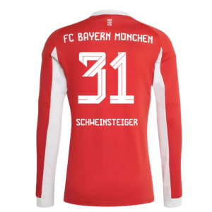 2025-2026 Bayern Munich Long Sleeve Home Shirt (Schweinsteiger 31)