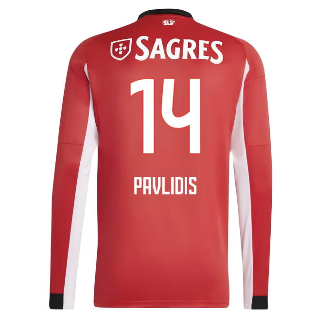 2025-2026 Benfica Long Sleeve Home Shirt (Pavlidis 14)