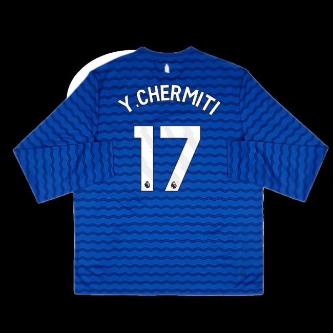 2025-2026 Everton Home Long Sleeve Shirt (Y.Chermiti 17)