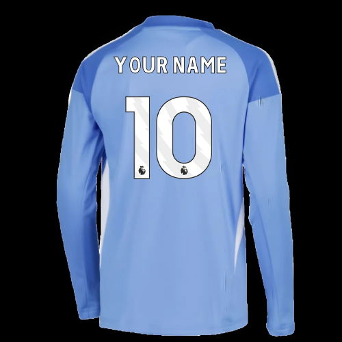 2025-2026 Leeds Home Long Sleeve Goalkeeper Shirt (Blue) - Kids (Your Name)