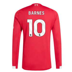 2025-2026 Liverpool Authentic Long Sleeve Home Shirt (Barnes 10)
