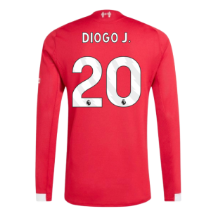 2025-2026 Liverpool Authentic Long Sleeve Home Shirt (Diogo J. 20)
