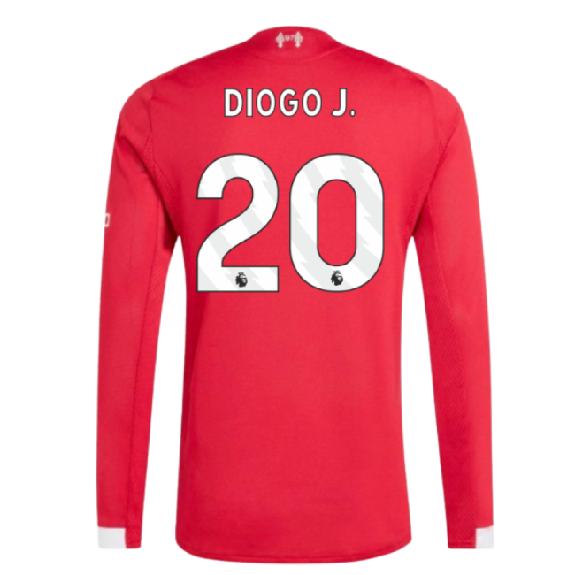 2025-2026 Liverpool Authentic Long Sleeve Home Shirt (Diogo J. 20)
