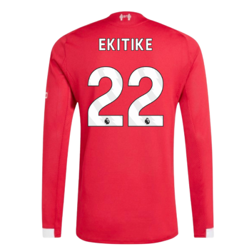 2025-2026 Liverpool Authentic Long Sleeve Home Shirt (Ekitike 22)