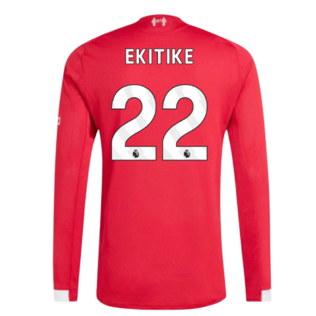 2025-2026 Liverpool Authentic Long Sleeve Home Shirt (Ekitike 22)