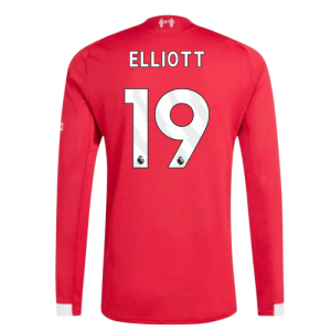 2025-2026 Liverpool Authentic Long Sleeve Home Shirt (Elliott 19)