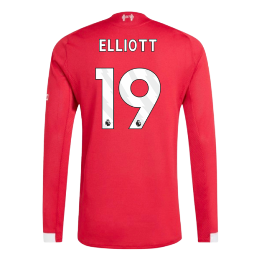 2025-2026 Liverpool Authentic Long Sleeve Home Shirt (Elliott 19)