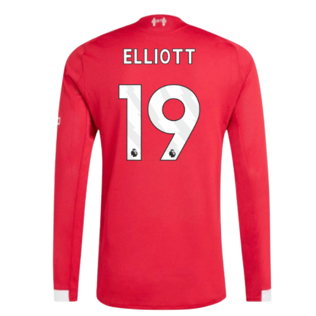 2025-2026 Liverpool Authentic Long Sleeve Home Shirt (Elliott 19)