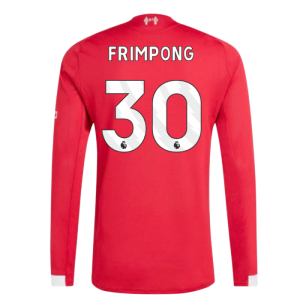 2025-2026 Liverpool Authentic Long Sleeve Home Shirt (Frimpong 30)