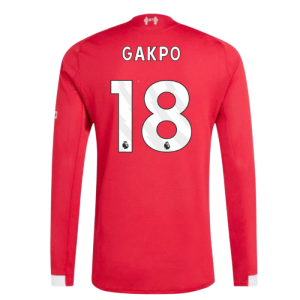 2025-2026 Liverpool Authentic Long Sleeve Home Shirt (Gakpo 18)