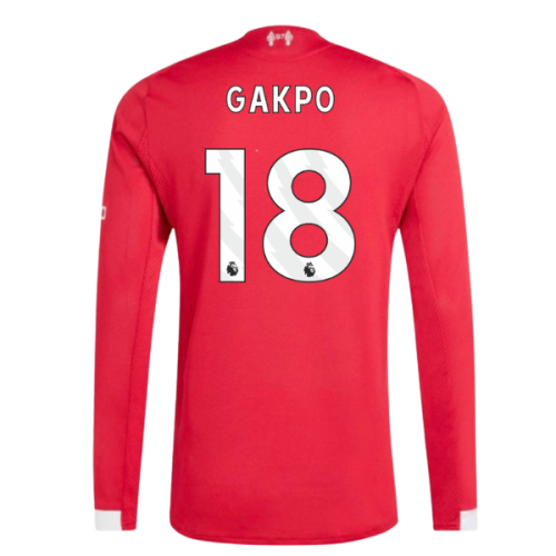 2025-2026 Liverpool Authentic Long Sleeve Home Shirt (Gakpo 18)