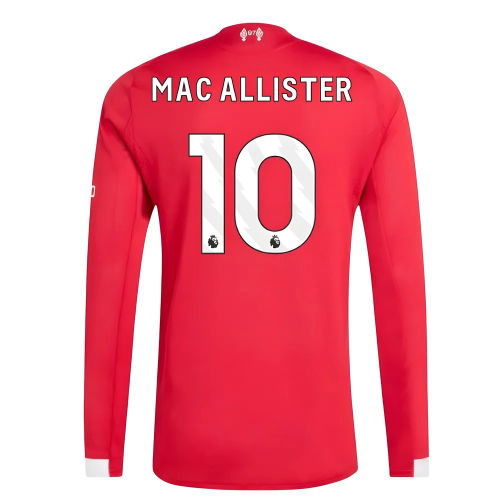 2025-2026 Liverpool Authentic Long Sleeve Home Shirt (Mac Allister 10)