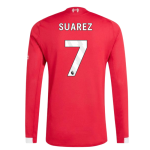 2025-2026 Liverpool Authentic Long Sleeve Home Shirt (Suarez 7)