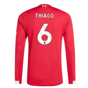 2025-2026 Liverpool Authentic Long Sleeve Home Shirt (Thiago 6)