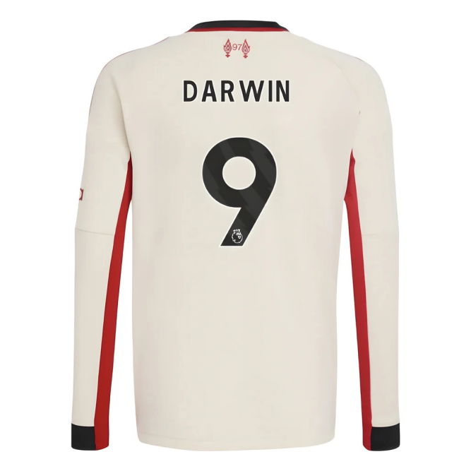 2025-2026 Liverpool Away Long Sleeve Shirt (Kids) (Darwin 9)