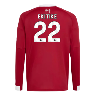 2025-2026 Liverpool Long Sleeve Home Shirt (Kids) (Ekitike 22)