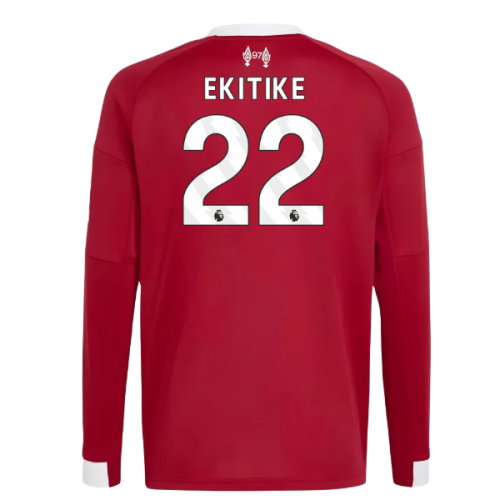 2025-2026 Liverpool Long Sleeve Home Shirt (Kids) (Ekitike 22)
