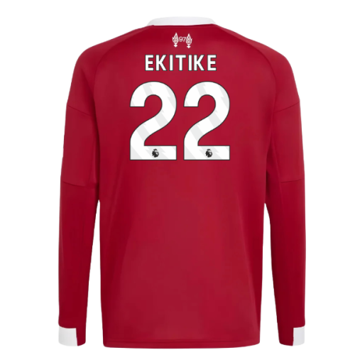 2025-2026 Liverpool Long Sleeve Home Shirt (Kids) (Ekitike 22)