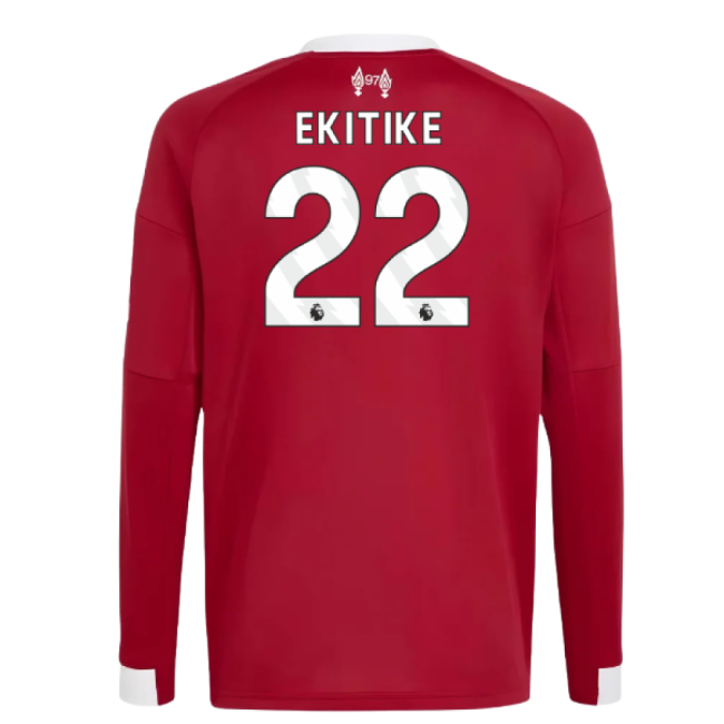 2025-2026 Liverpool Long Sleeve Home Shirt (Kids) (Ekitike 22)