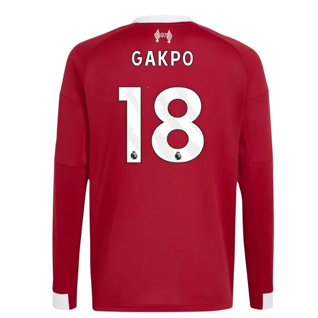 2025-2026 Liverpool Long Sleeve Home Shirt (Kids) (Gakpo 18)