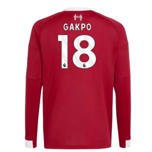 2025-2026 Liverpool Long Sleeve Home Shirt (Kids) (Gakpo 18)