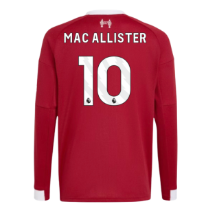 2025-2026 Liverpool Long Sleeve Home Shirt (Kids) (Mac Allister 10)