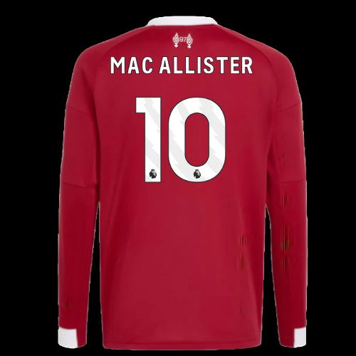2025-2026 Liverpool Long Sleeve Home Shirt (Kids) (Mac Allister 10)