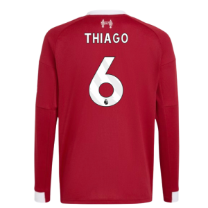 2025-2026 Liverpool Long Sleeve Home Shirt (Kids) (Thiago 6)