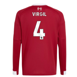 2025-2026 Liverpool Long Sleeve Home Shirt (Kids) (Virgil 4)