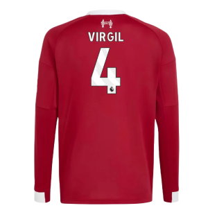 2025-2026 Liverpool Long Sleeve Home Shirt (Kids) (Virgil 4)