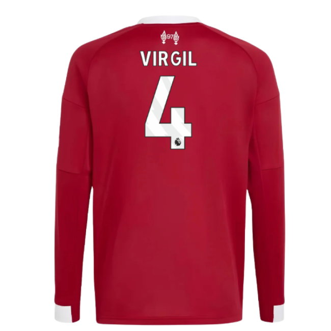 2025-2026 Liverpool Long Sleeve Home Shirt (Kids) (Virgil 4)