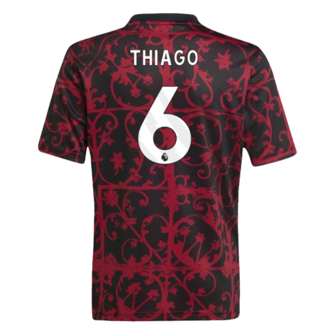 2025-2026 Liverpool Pre-Match Shirt (Black) - Kids (Thiago 6)