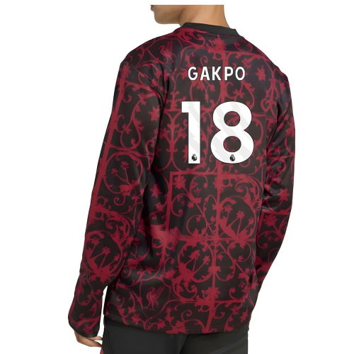 2025-2026 Liverpool Pre-Match Warm Top (Black) (Gakpo 18)