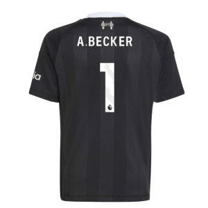 2025-2026 Liverpool Third Goalkeeper Shirt (Black) - Kids (A.Becker 1)