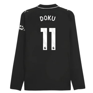2025-2026 Man City Authentic Long Sleeve Away Shirt (Doku 11)