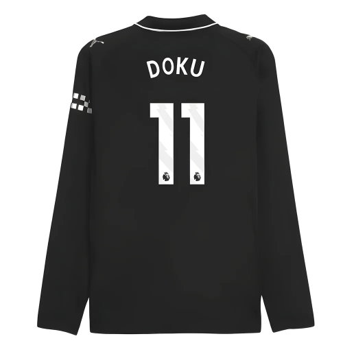 2025-2026 Man City Authentic Long Sleeve Away Shirt (Doku 11)