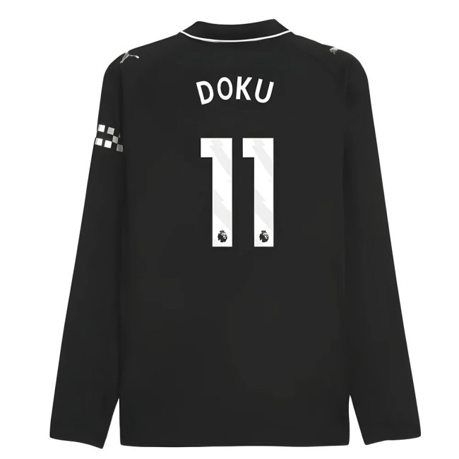 2025-2026 Man City Authentic Long Sleeve Away Shirt (Doku 11)