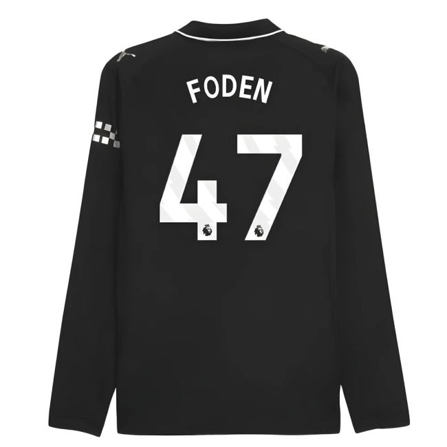 2025-2026 Man City Authentic Long Sleeve Away Shirt (Foden 47)
