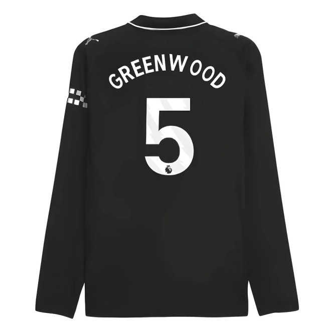 2025-2026 Man City Authentic Long Sleeve Away Shirt (Greenwood 5)